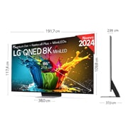 Slightly-angled left-facing side view of LG QNED TV, QNED99