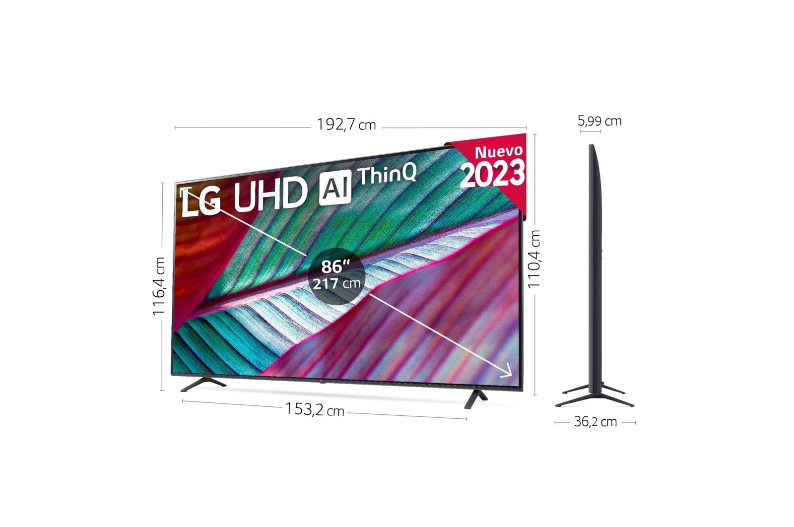 LG Outlet TV LG UHD 4K de 86'' Serie 78, Procesador Alta Potencia, HDR10 / Dolby Digital Plus, Smart TV webOS23., 86UR78006LB.OUTLET