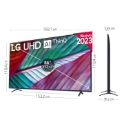 LG Outlet TV LG UHD 4K de 86'' Serie 78, Procesador Alta Potencia, HDR10 / Dolby Digital Plus, Smart TV webOS23., 86UR78006LB.OUTLET