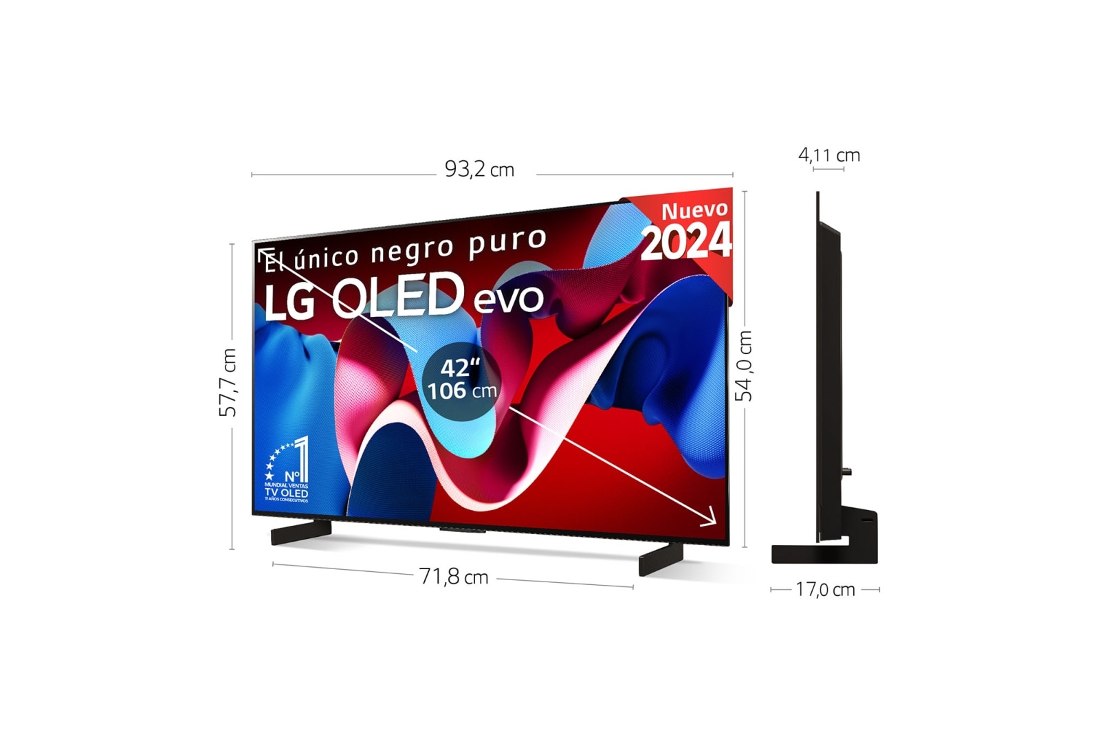 LG 42 pulgadas Smart TV LG OLED evo AI C4 4K 2024, OLED42C45LA