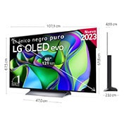 LG TV LG  OLED evo 4K de 48'' C3, Procesador Máxima Potencia, Dolby Vision / Dolby ATMOS, Smart TV webOS23, el mejor TV para Gaming., OLED48C34LA