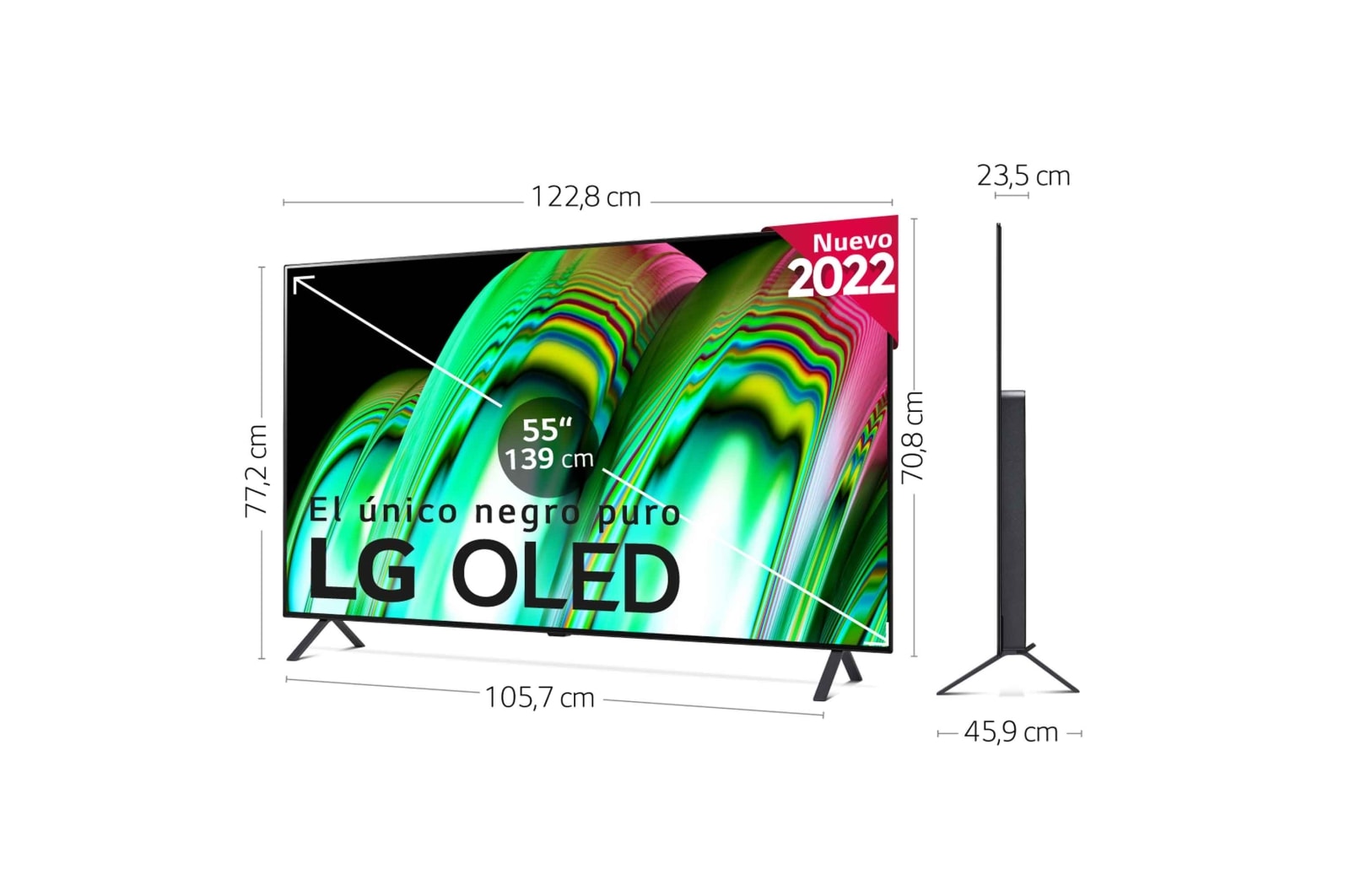 LG Televisor LG  4K OLED, Procesador Inteligente de Gran Potencia 4K a7 Gen 5 con IA, compatible con el 100% de formatos HDR, HDR Dolby Vision y Dolby Atmos, Smart TV webOS22, el mejor TV para Gaming, OLED55A26LA