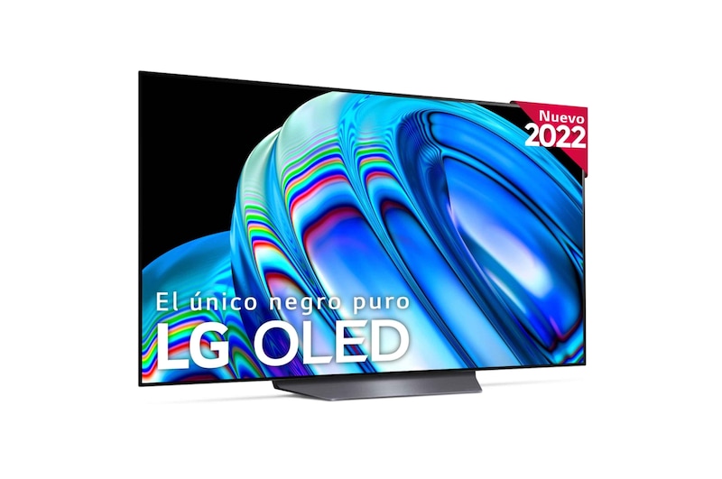 Vista frontal de Televisor LG 4K OLED, Procesador Inteligente de Gran Potencia 4K a7 Gen 5 con IA, compatible con el 100% de formatos HDR, HDR Dolby Vision y Dolby Atmos, Smart TV webOS22, el mejor TV para Gaming. OLED55B26LA