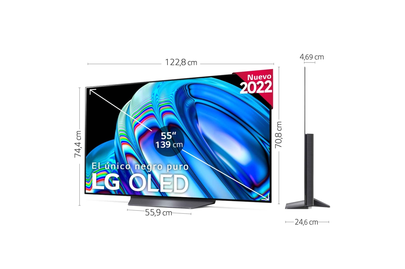 LG Televisor LG 4K OLED, Procesador Inteligente de Gran Potencia 4K a7 Gen 5 con IA, compatible con el 100% de formatos HDR, HDR Dolby Vision y Dolby Atmos, Smart TV webOS22, el mejor TV para Gaming. , OLED55B26LA