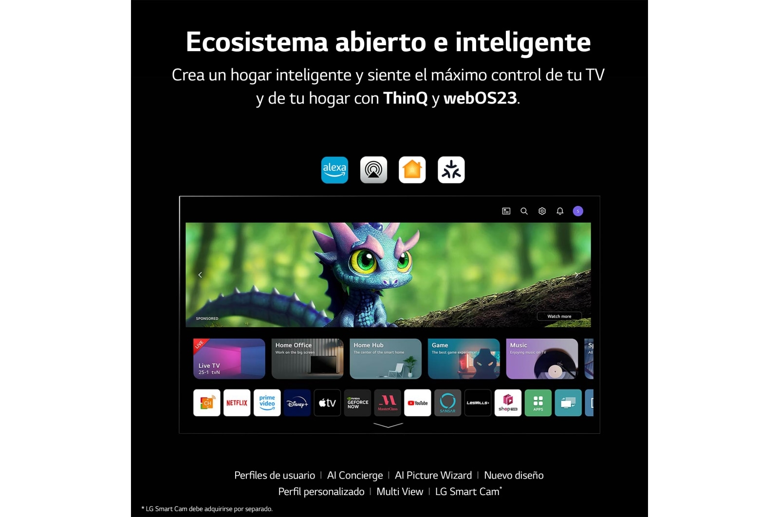 LG TV LG  OLED 4K de 55'' B3, Procesador Gran Potencia, Dolby Vision / Dolby ATMOS, Smart TV webOS23, el mejor TV para Gaming., OLED55B36LA