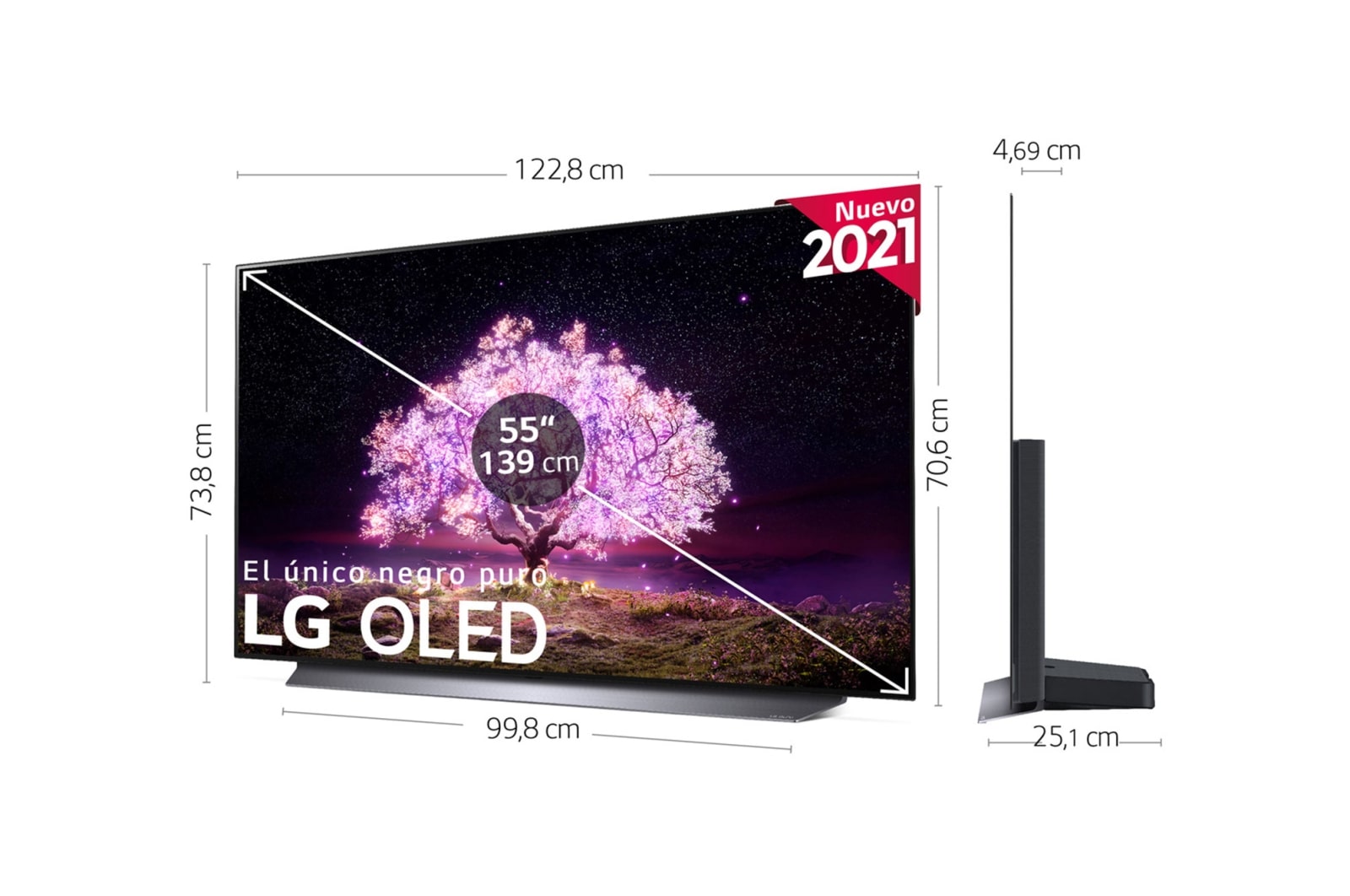 LG 4K OLED, SmartTV webOS 6.0, Procesador Inteligente 4K α9 Gen4 con AI, HDR Dolby Vision, DOLBY ATMOS [Clase de eficiencia energética G], OLED55C14LB