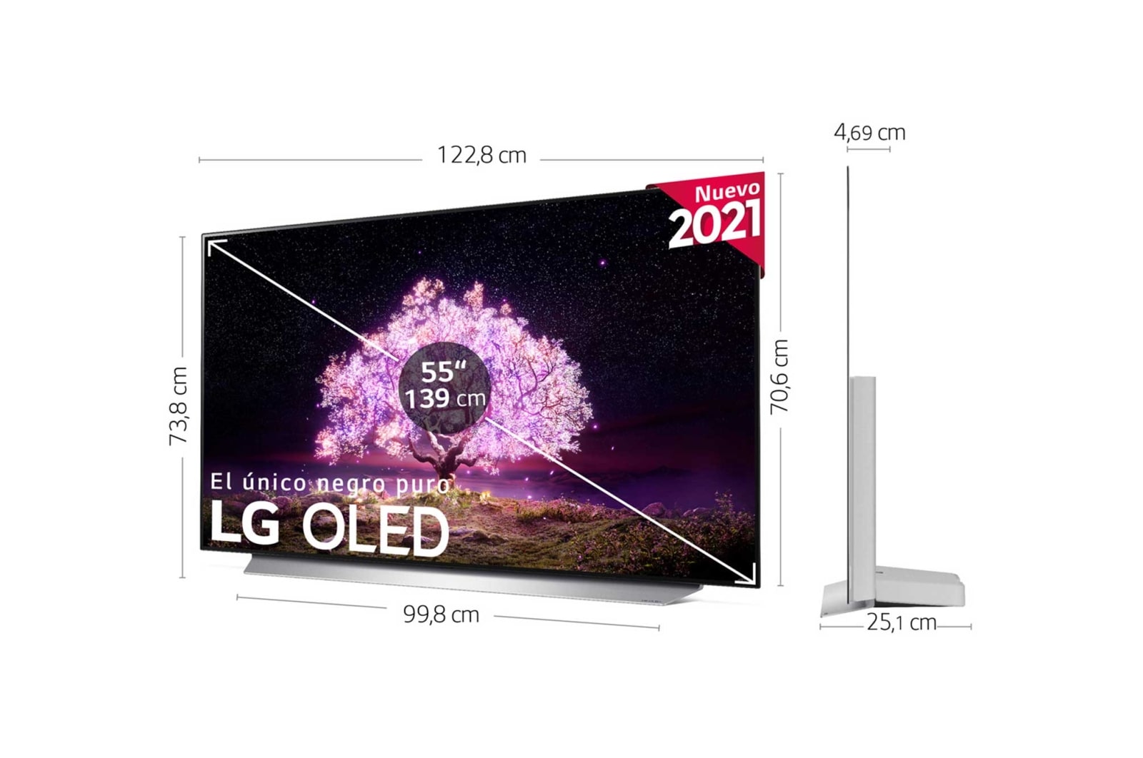 LG 4K OLED, SmartTV webOS 6.0, Procesador Inteligente 4K α9 Gen4 con AI, HDR Dolby Vision, DOLBY ATMOS [Clase de eficiencia energética G], OLED55C15LA