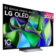 LG TV LG  OLED evo 4K de 55'' C3, Procesador Máxima Potencia, Dolby Vision / Dolby ATMOS, Smart TV webOS23, el mejor TV para Gaming., Slightly-angled left-facing side view., OLED55C34LA