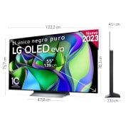 LG TV LG  OLED evo 4K de 55'' C3, Procesador Máxima Potencia, Dolby Vision / Dolby ATMOS, Smart TV webOS23, el mejor TV para Gaming., Slightly-angled right-facing side view., OLED55C34LA