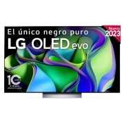 LG TV LG  OLED evo 4K de 55'' C3, Procesador Máxima Potencia, Dolby Vision / Dolby ATMOS, Smart TV webOS23, el mejor TV para Gaming., Front view with LG OLED evo and 10 Years World No.1 OLED Emblem on screen., OLED55C34LA