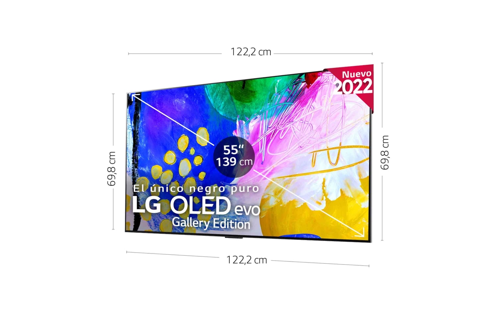 LG Televisor LG  4K OLED evo Gallery Edition, Procesador Inteligente de Máxima Potencia 4K a9 Gen 5 con IA, compatible con el 100% de formatos HDR, HDR Dolby Vision, Dolby Atmos, Smart TV webOS22, el mejor TV para Gaming.  Ideal para colgar en la pared., OLED55G26LA