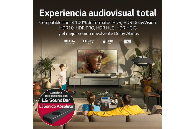 LG Televisor LG 4K OLED evo Gallery Edition, Procesador Inteligente de Máxima Potencia 4K a9 Gen 5 con IA, compatible con el 100% de formatos HDR, HDR Dolby Vision, Dolby Atmos, Smart TV webOS22, el mejor TV para Gaming. Ideal para colgar en la pared., OLED55G26LA