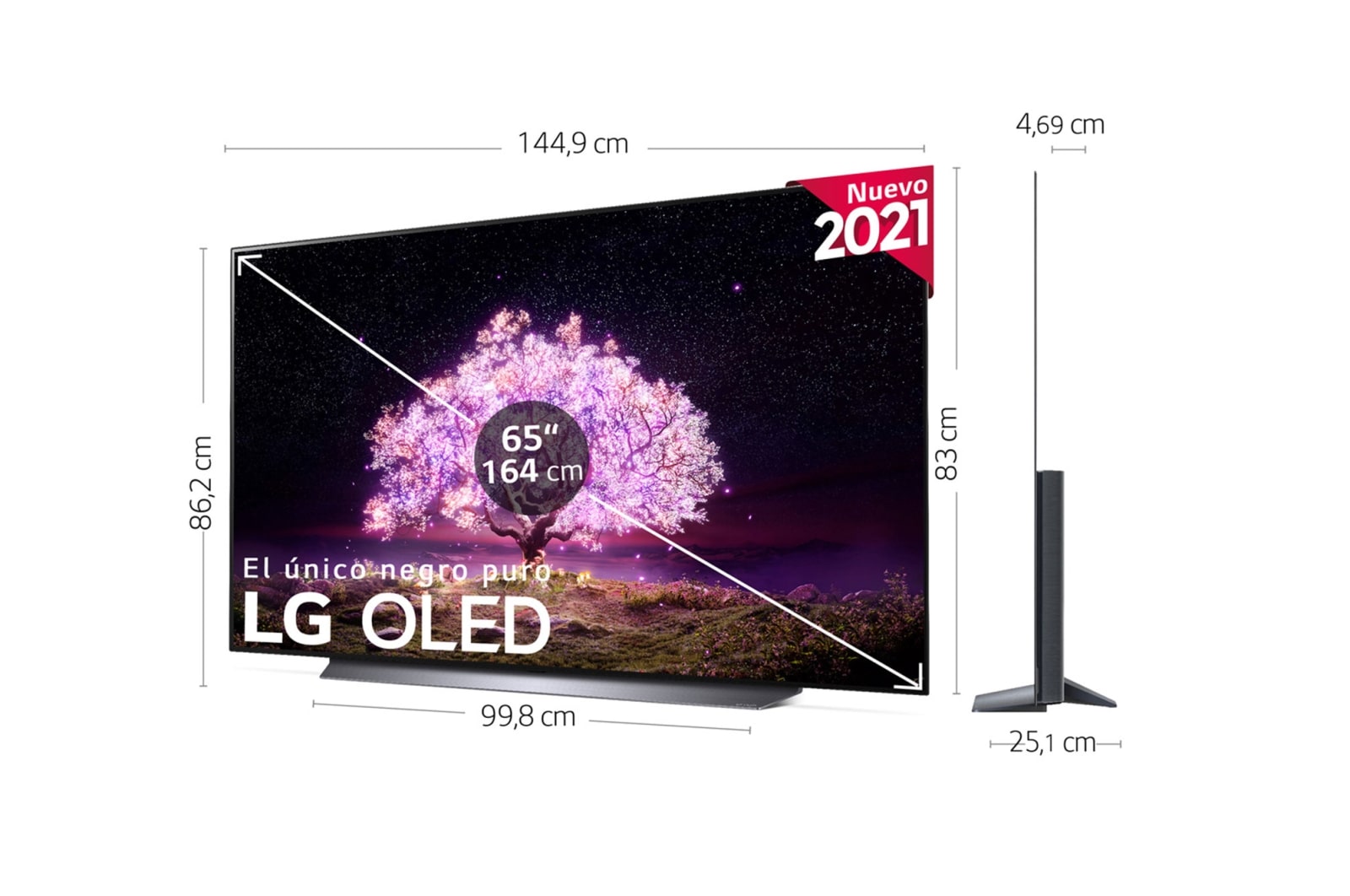 LG 4K OLED, SmartTV webOS 6.0, Procesador Inteligente 4K α9 Gen4 con AI, HDR Dolby Vision, DOLBY ATMOS [Clase de eficiencia energética G], OLED65C14LB