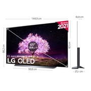 LG 4K OLED, SmartTV webOS 6.0, Procesador Inteligente 4K α9 Gen4 con AI, HDR Dolby Vision, DOLBY ATMOS [Clase de eficiencia energética G], OLED65C14LB