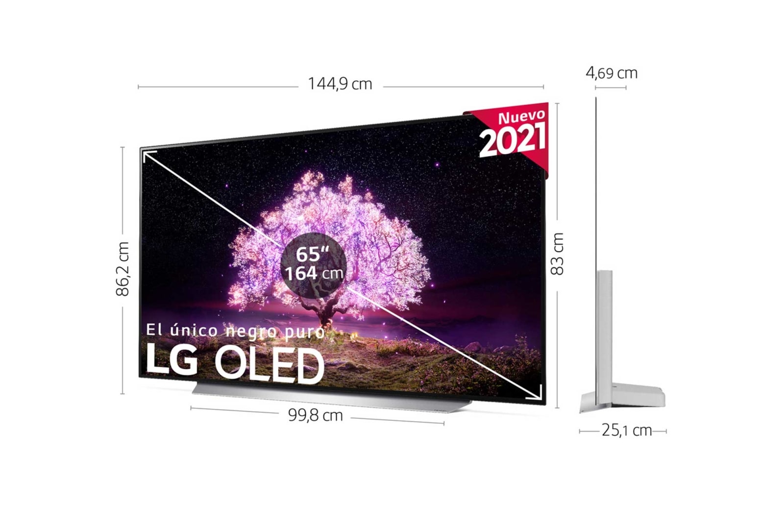 LG 4K OLED, SmartTV webOS 6.0, Procesador Inteligente 4K α9 Gen4 con AI, HDR Dolby Vision, DOLBY ATMOS [Clase de eficiencia energética G], OLED65C15LA