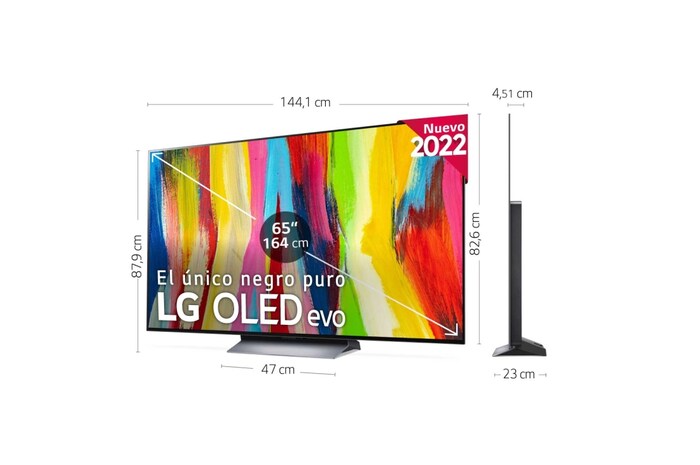 LG Televisor LG 4K OLED evo, Procesador Inteligente de Máxima Potencia 4K a9 Gen 5 con IA, compatible con el 100% de formatos HDR, HDR Dolby Vision, Dolby Atmos, Smart TV webOS22, el mejor TV para Gaming. , OLED65C24LA