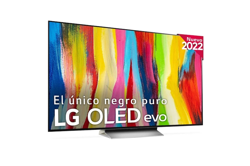 Vista frontal de Televisor LG 4K OLED evo, Procesador Inteligente de Máxima Potencia 4K a9 Gen 5 con IA, compatible con el 100% de formatos HDR, HDR Dolby Vision y Dolby Atmos, Smart TV webOS22, el mejor TV para Gaming. OLED65C25LB