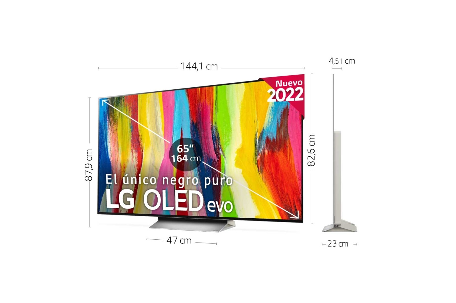 LG Televisor LG 4K OLED evo, Procesador Inteligente de Máxima Potencia 4K a9 Gen 5 con IA, compatible con el 100% de formatos HDR, HDR Dolby Vision y Dolby Atmos, Smart TV webOS22, el mejor TV para Gaming. , OLED65C25LB