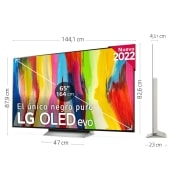 LG Televisor LG 4K OLED evo, Procesador Inteligente de Máxima Potencia 4K a9 Gen 5 con IA, compatible con el 100% de formatos HDR, HDR Dolby Vision y Dolby Atmos, Smart TV webOS22, el mejor TV para Gaming. , OLED65C25LB