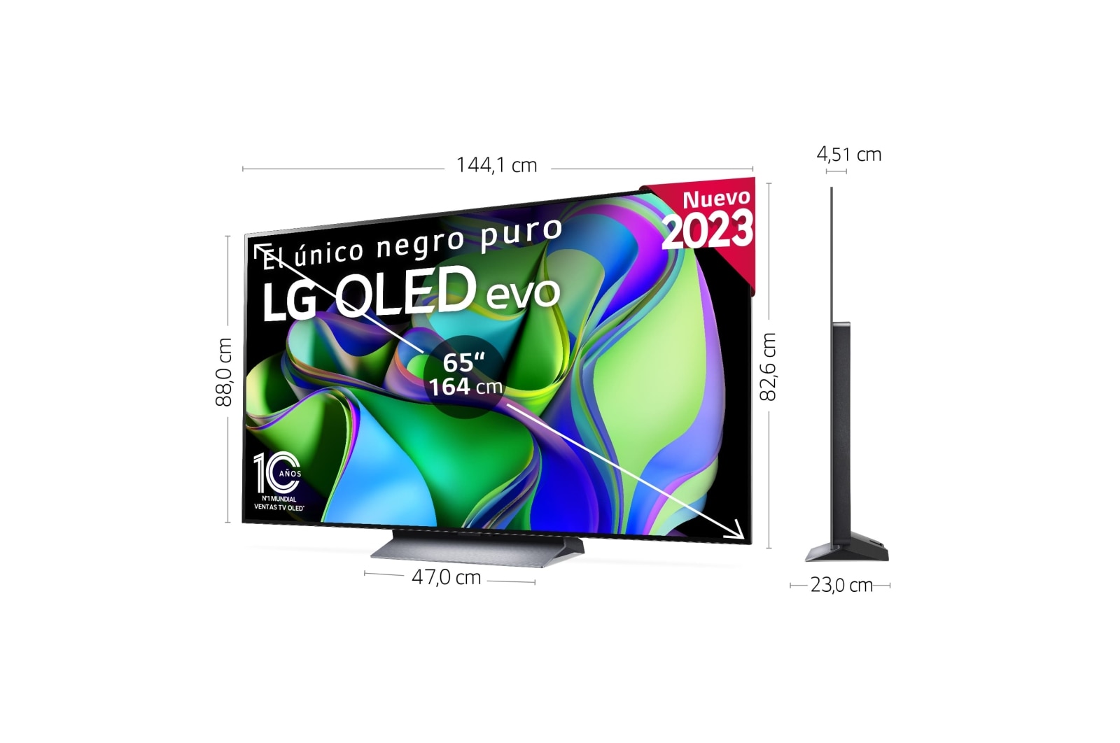 LG TV LG OLED evo 4K de 65'' C3, Procesador Máxima Potencia, Dolby Vision / Dolby ATMOS, Smart TV webOS23, el mejor TV para Gaming., OLED65C35LA