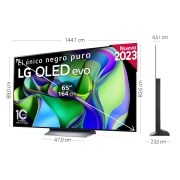 LG TV LG OLED evo 4K de 65'' C3, Procesador Máxima Potencia, Dolby Vision / Dolby ATMOS, Smart TV webOS23, el mejor TV para Gaming., OLED65C35LA