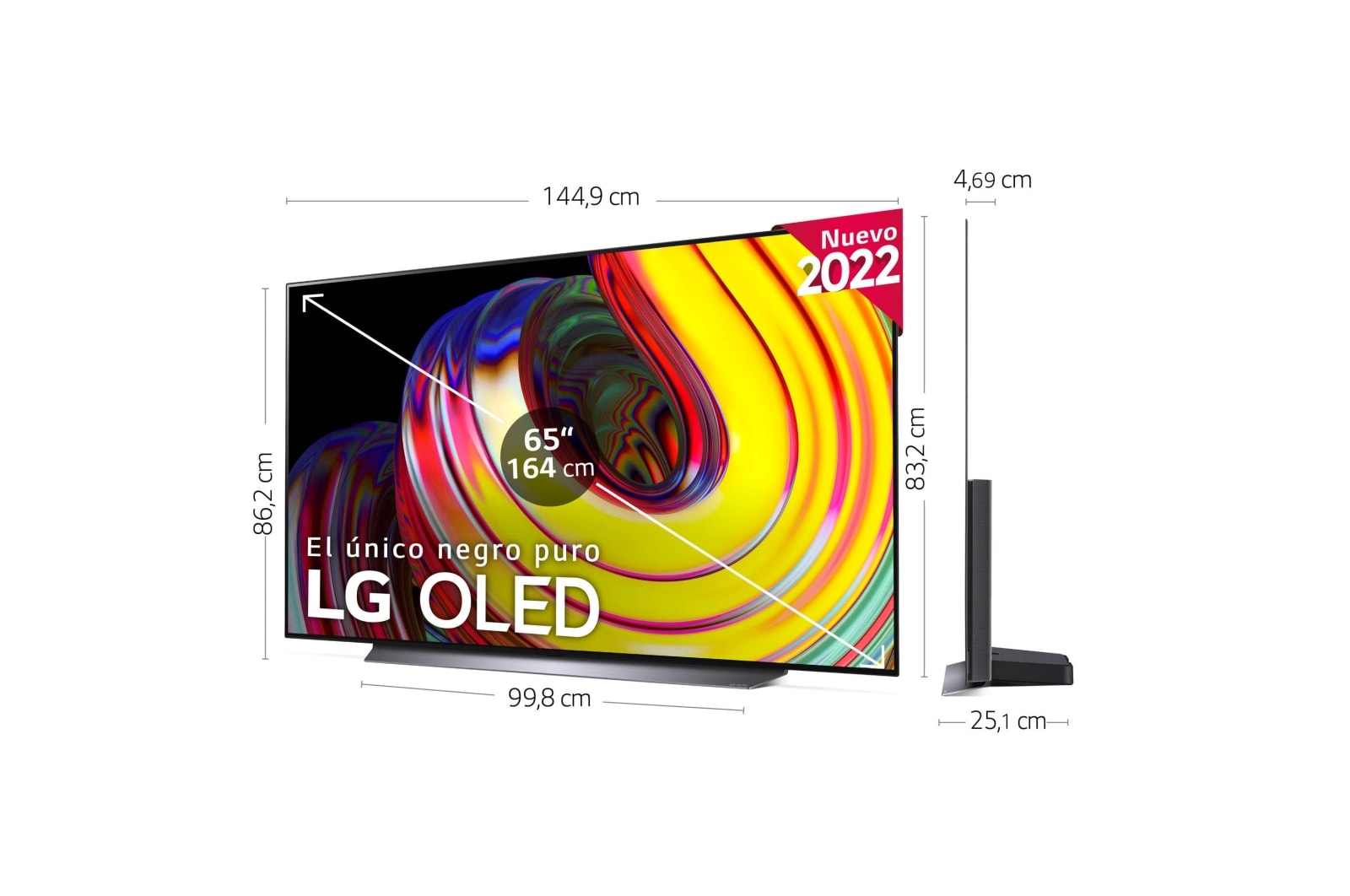 LG Televisor LG  4K OLED, Procesador Inteligente de Máxima Potencia 4K a9 Gen 5 con IA, compatible con el 100% de formatos HDR, HDR Dolby Vision, Dolby Atmos, Smart TV webOS22, el mejor TV para Gaming., OLED65CS6LA