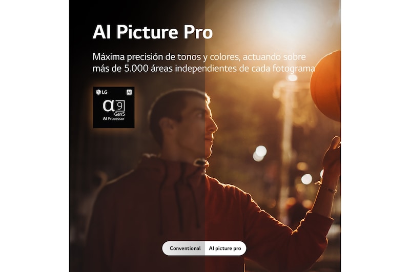 LG Televisor LG 4K OLED evo Gallery Edition, Procesador Inteligente de Máxima Potencia 4K a9 Gen 5 con IA, compatible con el 100% de formatos HDR, HDR Dolby Vision, Dolby Atmos, Smart TV webOS22, el mejor TV para Gaming. Ideal para colgar en la pared, OLED65G26LA