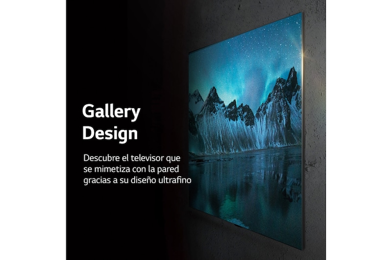 LG Televisor LG 4K OLED evo Gallery Edition, Procesador Inteligente de Máxima Potencia 4K a9 Gen 5 con IA, compatible con el 100% de formatos HDR, HDR Dolby Vision, Dolby Atmos, Smart TV webOS22, el mejor TV para Gaming. Ideal para colgar en la pared, OLED65G26LA