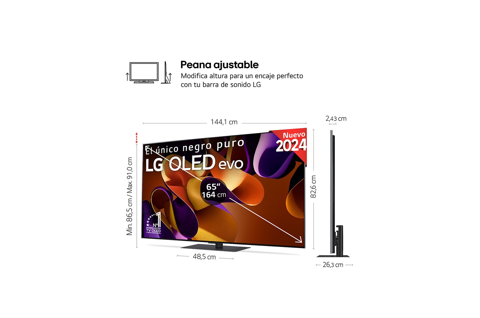 LG 65 pulgadas TV LG OLED evo* AI 4K serie G4  con Smart TV WebOS24, OLED65G46LS