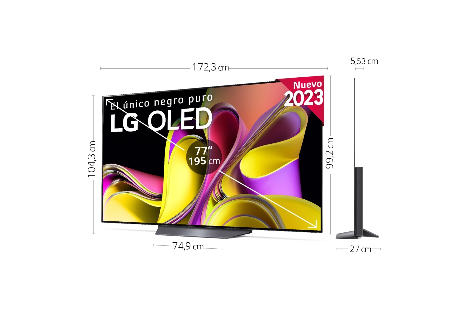 LG TV LG  OLED 4K de 77'' B3, Procesador Gran Potencia, Dolby Vision / Dolby ATMOS, Smart TV webOS23, el mejor TV para Gaming., OLED77B36LA