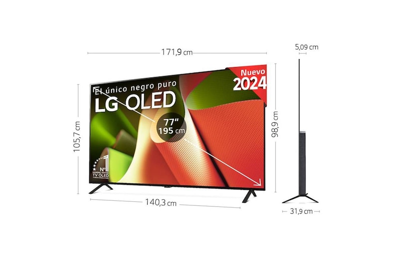 LG Outlet 77 pulgadas Smart TV LG OLED B4 4K 2024, OLED77B42LA.OUTLET