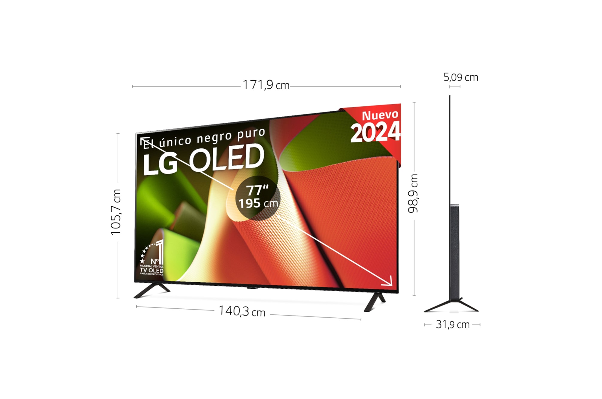 LG 77 pulgadas Smart TV LG OLED AI B4 4K 2024, OLED77B46LA