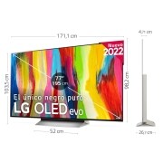 LG Televisor LG 4K OLED evo, Procesador Inteligente de Máxima Potencia 4K a9 Gen 5 con IA, compatible con el 100% de formatos HDR, HDR Dolby Vision y Dolby Atmos, Smart TV webOS22, el mejor TV para Gaming. , OLED77C25LB