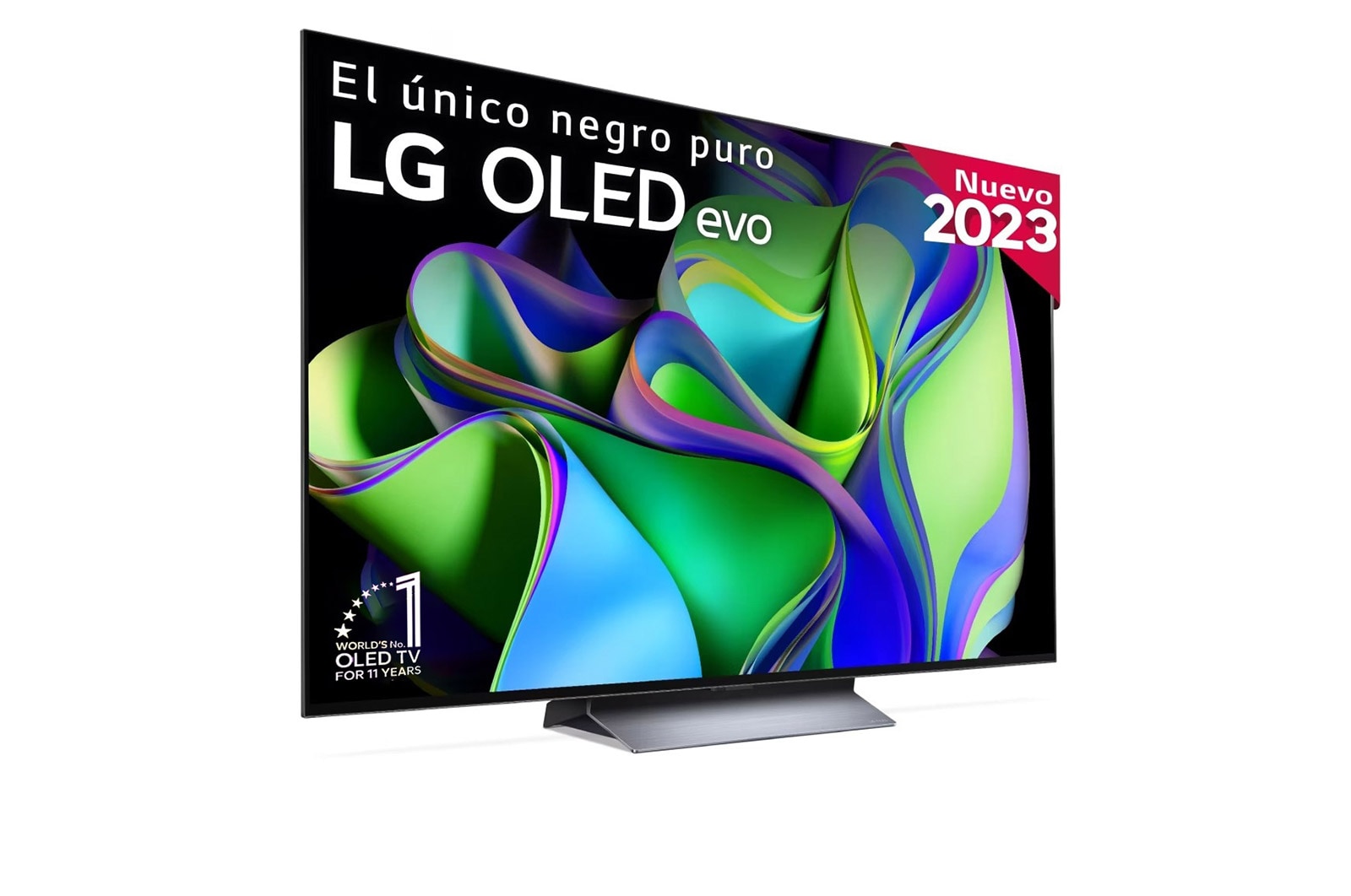 LG TV LG OLED evo 4K de 77'' C3, Procesador Máxima Potencia, Dolby Vision / Dolby ATMOS, Smart TV webOS23, el mejor TV para Gaming., Slightly-angled left-facing side view., OLED77C36LC