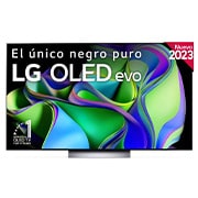 LG TV LG  OLED evo 4K de 77'' C3, Procesador Máxima Potencia, Dolby Vision / Dolby ATMOS, Smart TV webOS23, el mejor TV para Gaming., Front view with LG OLED evo and 10 Years World No.1 OLED Emblem on screen., OLED77C36LC