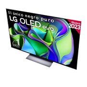 LG TV LG  OLED evo 4K de 77'' C3, Procesador Máxima Potencia, Dolby Vision / Dolby ATMOS, Smart TV webOS23, el mejor TV para Gaming., Slightly-angled right-facing side view., OLED77C36LC