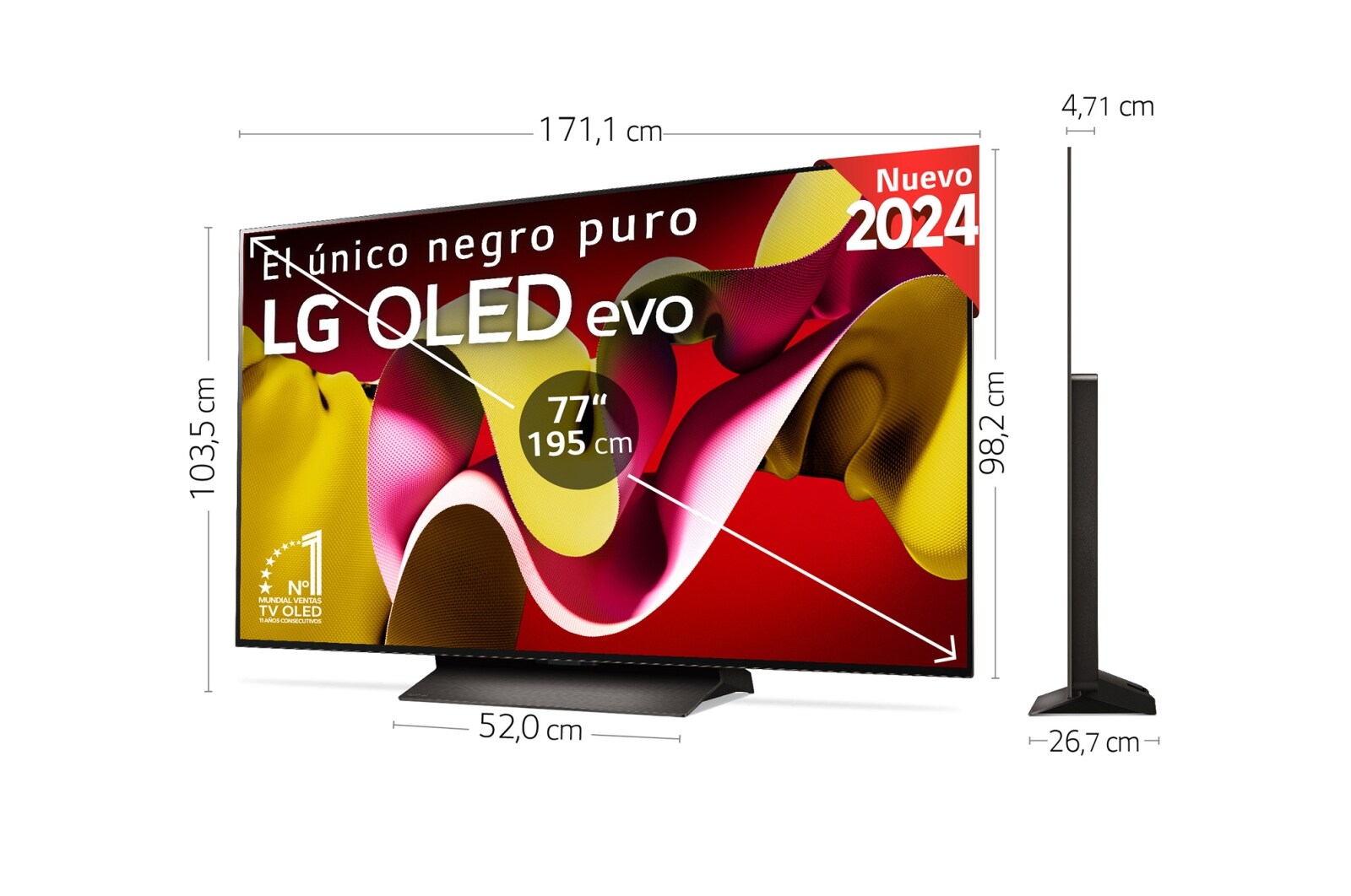 LG 77 pulgadas Smart TV LG OLED evo AI C4 4K 2024, OLED77C45LA