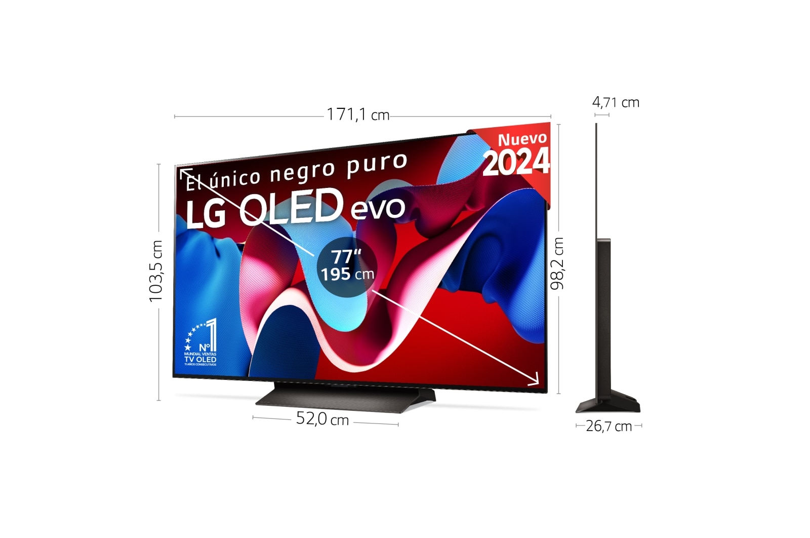 LG 77 pulgadas Smart TV LG OLED evo AI C4 4K 2024, OLED77C46LA