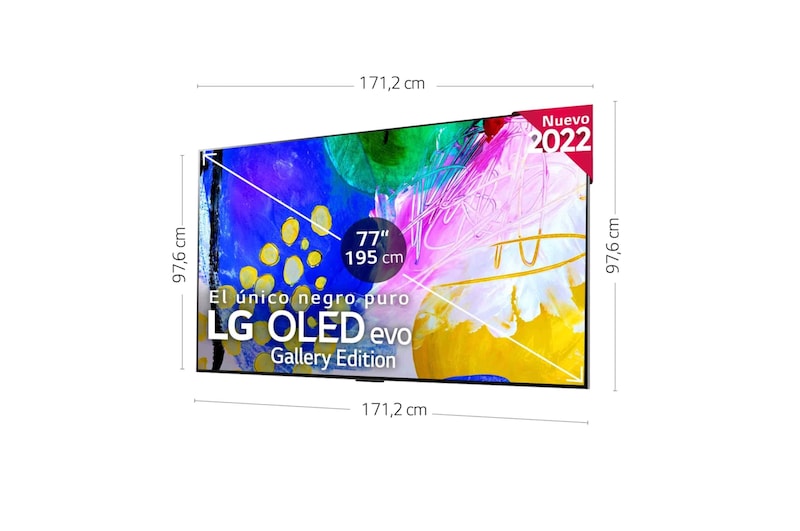 LG Televisor LG 4K OLED evo Gallery Edition, Procesador Inteligente de Máxima Potencia 4K a9 Gen 5 con IA, compatible con el 100% de formatos HDR, HDR Dolby Vision, Dolby Atmos, Smart TV webOS22, el mejor TV para Gaming.<br>Ideal para colgar en la pared., OLED77G26LA