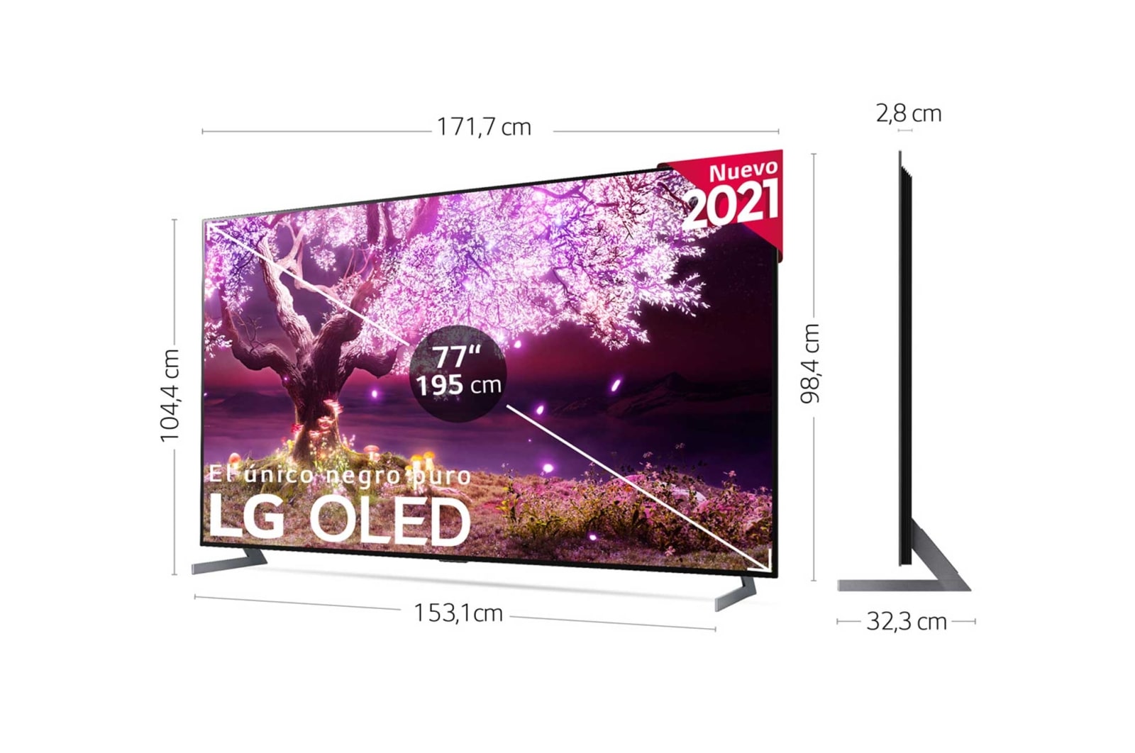 LG SIGNATURE 8K OLED, SmartTV webOS 6.0, Procesador Inteligente 8K α9 Gen4 con AI, HDR Dolby Vision, DOLBY ATMOS [Clase de eficiencia energética G], OLED77Z19LA