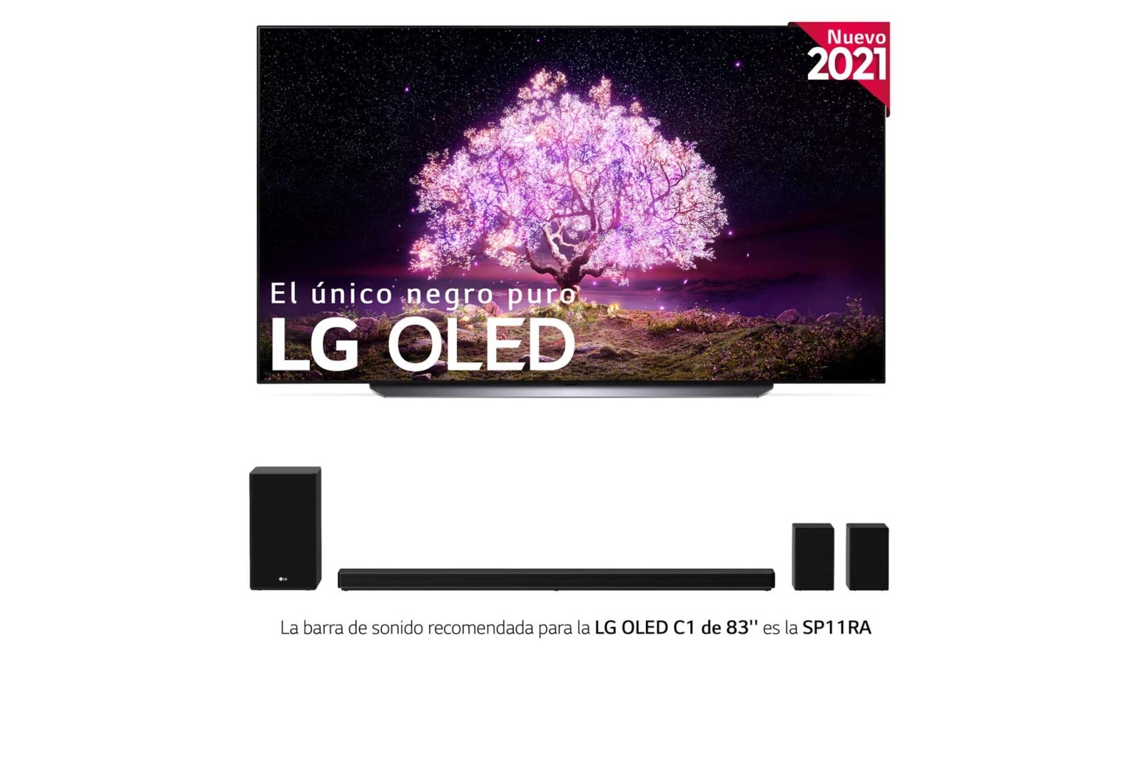 LG 4K OLED, SmartTV webOS 6.0, Procesador Inteligente 4K α9 Gen4 con AI, HDR Dolby Vision, DOLBY ATMOS [Clase de eficiencia energética G], OLED83C14LA