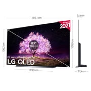 LG 4K OLED, SmartTV webOS 6.0, Procesador Inteligente 4K α9 Gen4 con AI, HDR Dolby Vision, DOLBY ATMOS [Clase de eficiencia energética G], OLED83C14LA