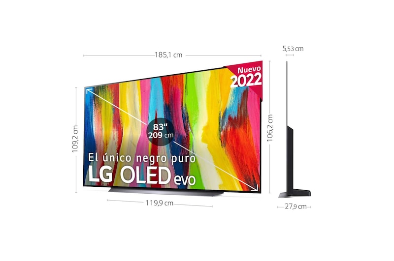 LG Televisor LG 4K OLED evo, Procesador Inteligente de Máxima Potencia 4K a9 Gen 5 con IA, compatible con el 100% de formatos HDR, HDR Dolby Vision y Dolby Atmos, Smart TV webOS22, el mejor TV para Gaming. , OLED83C24LA