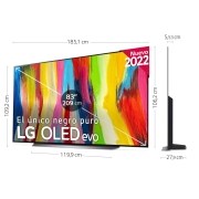 LG Televisor LG 4K OLED evo, Procesador Inteligente de Máxima Potencia 4K a9 Gen 5 con IA, compatible con el 100% de formatos HDR, HDR Dolby Vision y Dolby Atmos, Smart TV webOS22, el mejor TV para Gaming. , OLED83C24LA