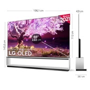 LG SIGNATURE 8K OLED, SmartTV webOS 6.0, Procesador Inteligente 8K α9 Gen4 con AI, HDR Dolby Vision, DOLBY ATMOS [Clase de eficiencia energética G], OLED88Z19LA