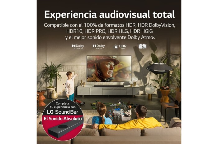 LG Televisor LG 4K OLED evo Gallery Edition, Procesador Inteligente de Máxima Potencia 4K a9 Gen 5 con IA, compatible con el 100% de formatos HDR, HDR Dolby Vision, Dolby Atmos, Smart TV webOS22, el mejor TV para Gaming.<br>Ideal para colgar en la pared., OLED97G29LA