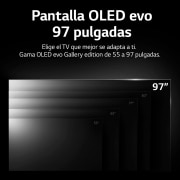 LG Televisor LG  4K OLED evo Gallery Edition, Procesador Inteligente de Máxima Potencia 4K a9 Gen 5 con IA, compatible con el 100% de formatos HDR, HDR Dolby Vision, Dolby Atmos, Smart TV webOS22, el mejor TV para Gaming.<br>Ideal para colgar en la pared., OLED97G29LA