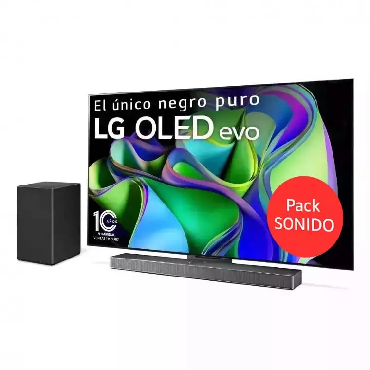 LG TV LG OLED evo 4K de 77'' C34 + Barra de Sonido SC9S valorada en 799€, OLED77C34LA.ESB