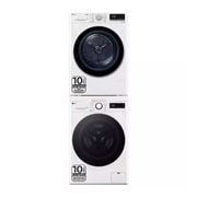 LG Torre de Lavado, Blanca, Lavadora inteligente 10kg, 1400rpm, Un 10% mas eficiente que A + Secadora 9kg, A+++, TORRE1009KG.SET.EEES.C