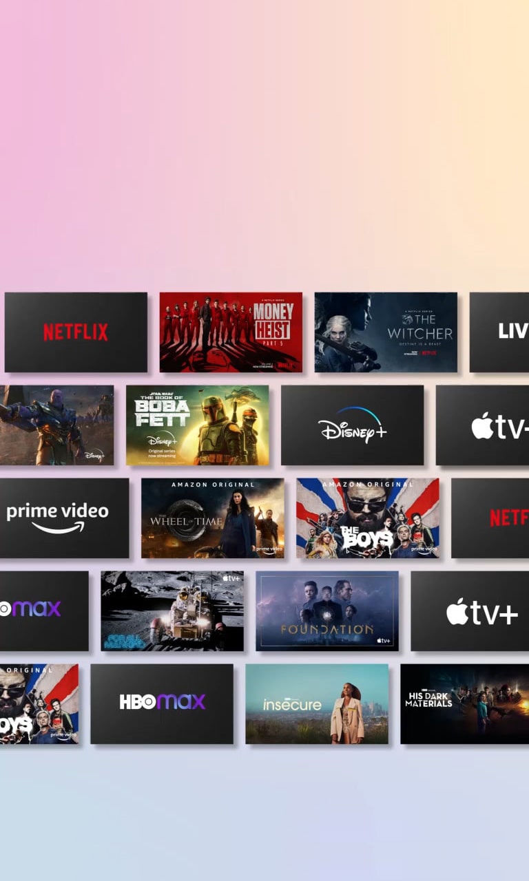 Imagen de varios TVs con distintas plataformas de streaming.